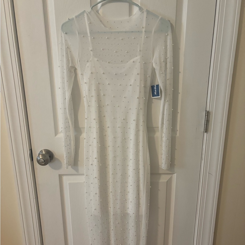 Sincerely Jules Long Sleeve Pearl Bodycon Dress